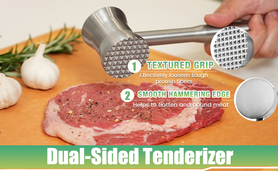 Молоток для м'яса з нержавіючої сталі 304, кухонний відбивальний молоток для яловичини, курки та свинини, придатний для посудомийки (вигнутий)