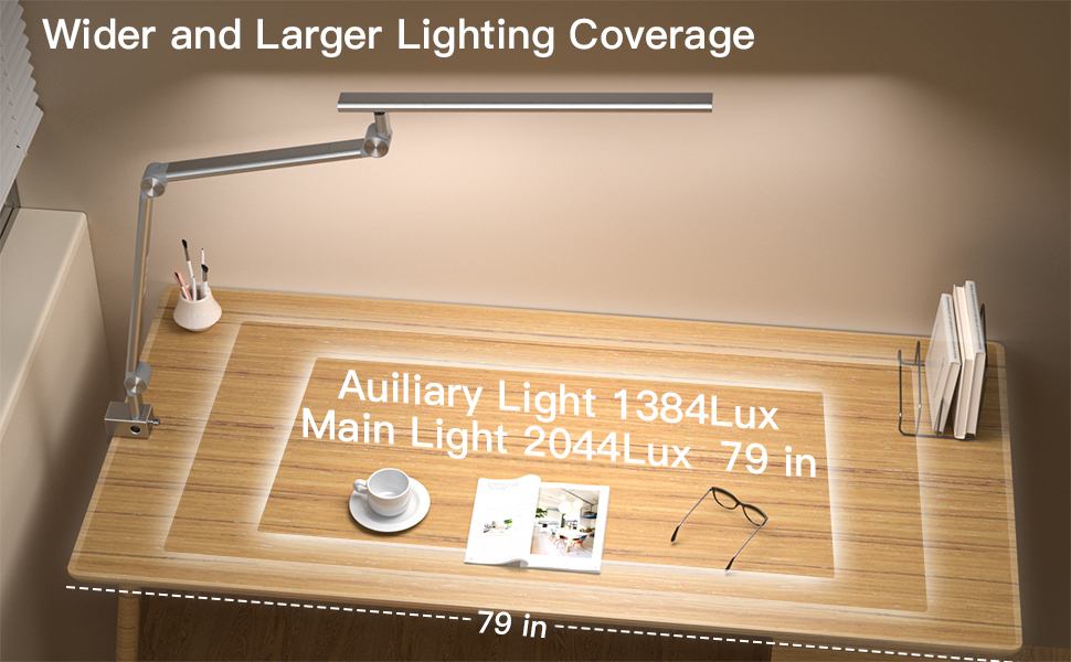 VERSKI LED Desk Lamp - Dimmable 18W Dual Light Source, Eye Protection, Daylight Lamp with 5 Color Temperatures & Adjustable Brightness for Home Office & Office - Silver
