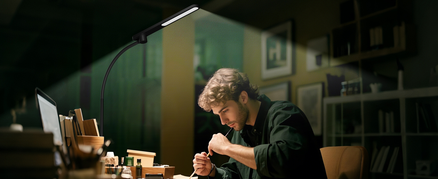 LED торшер Honeywell F4 Sunturalux™ з регулюванням яскравості, гнучкий гніздовий кріплення, сучасний дизайн для комфортного читання у вітальні, спальні, офісі (чорний)