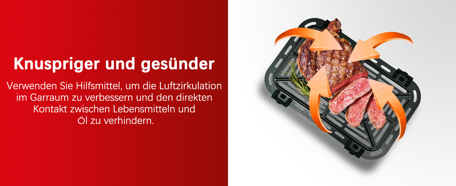 Фритюрниця повітряна Jacgood 9L з 2 кошиками, 1800W, цифрове управління, 8 програм