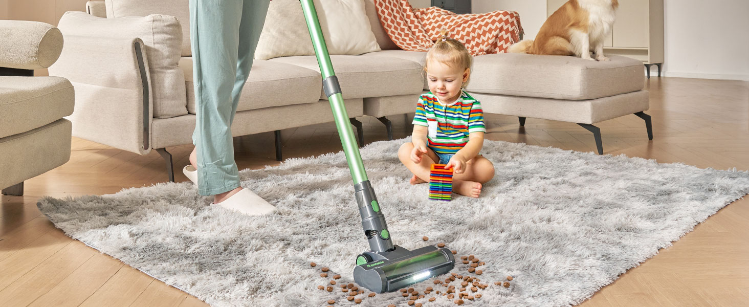 Акумуляторний пилосос 30000 Па, бездротовий пилосос з часом роботи 60 хв, тихий акумуляторний пилосос з LED-дисплеєм/антизаплутувальною насадкою, 450 Вт ручний пилосос для твердих поверхонь, килимів та шерсті тварин