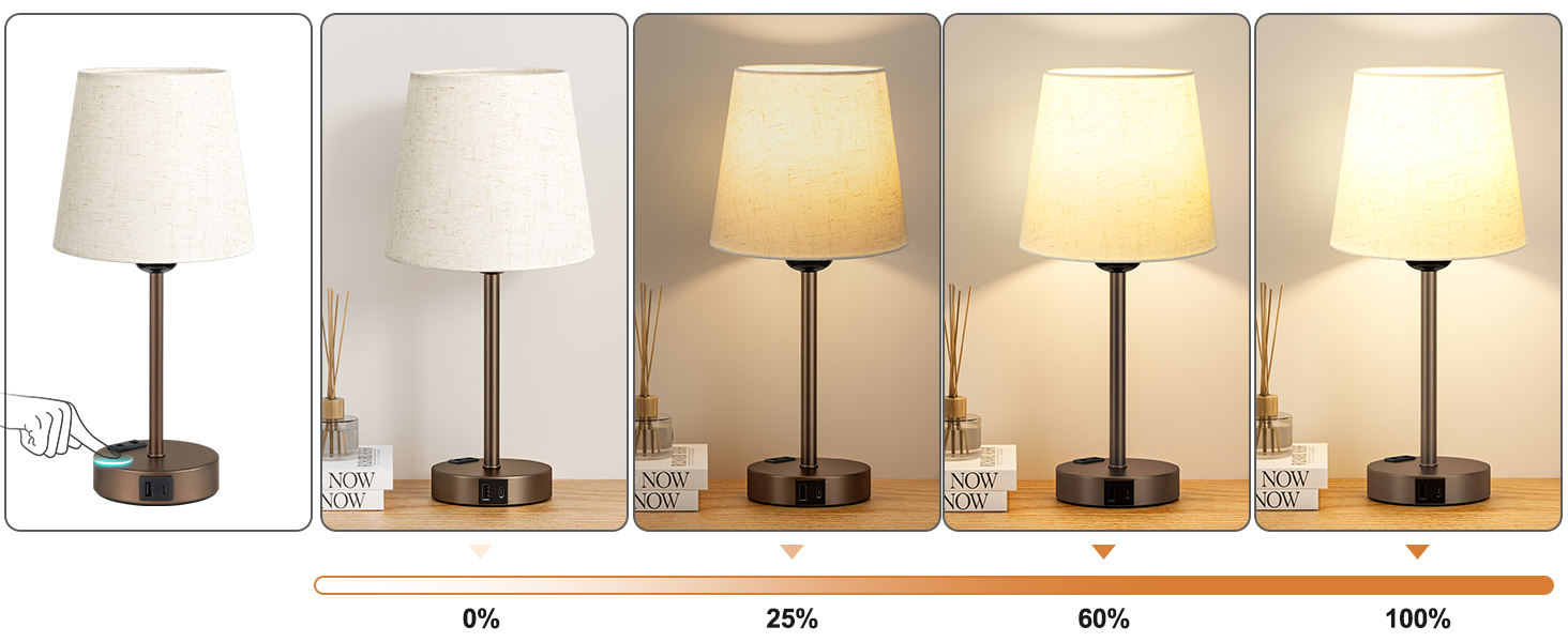 Настільна лампа Kakanuo з торшером, 2 шт., з USB-портами та диммуванням, для спальні, вітальні, дитячої кімнати, офісу