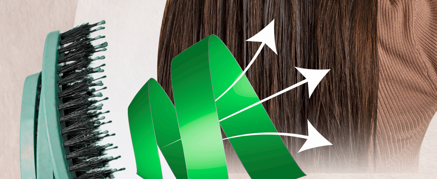 Щітка для волосся marQus Bio з щетиною дикого кабана без заплутування - розпушувач з подвійною спіральною пружиною - професійна щітка для розчісування всіх типів волосся, екологічні матеріали - для мокрого та сухого волосся, блиск, об'єм, Blush Blush-Shine