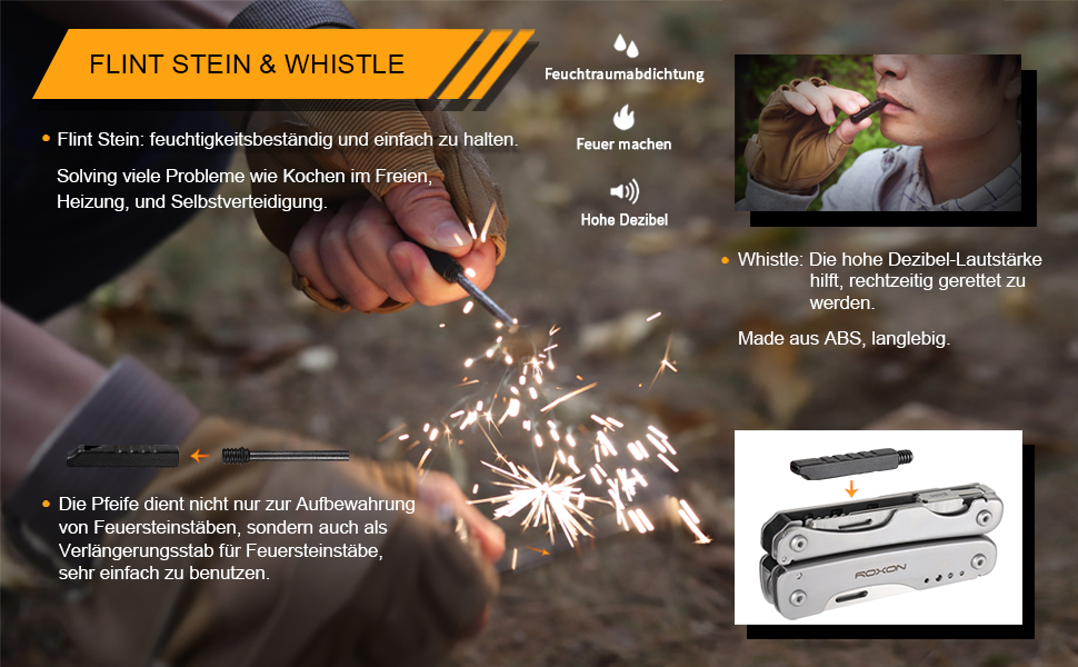 ROXON S803E Elite Update Multi-Tool - 20-Function Survival Knife with Pliers & Fire Starter | EDC Outdoor Tool