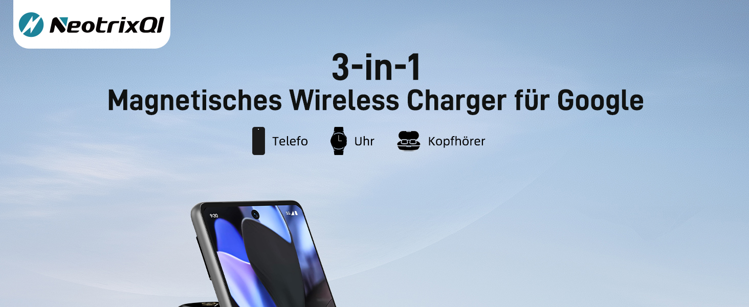 Магнітна зарядна станція 3-в-1 для Google Pixel Watch 3/2, Pixel 10/Pro/XL, 9/Pro/XL та Pixel Buds. Бездротовий зарядний пристрій Magsafe, складаний, для подорожей.