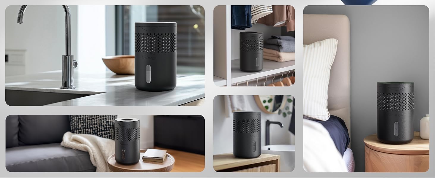 Зволожувач повітря Pro Breeze Osmo – тихий, з можливістю поповнення – для дому, спальні, шафи, авто – міні-зволожувач без живлення – таблетка 700g (до 100 днів) чорний