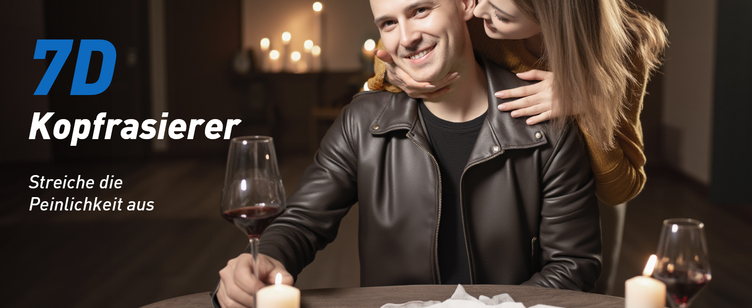 Електричний триммер для гоління голови FitSan 7D, знімний триммер для обличчя, IPX7 вологостійкий, LED-дисплей, USB-C зарядка, чорний