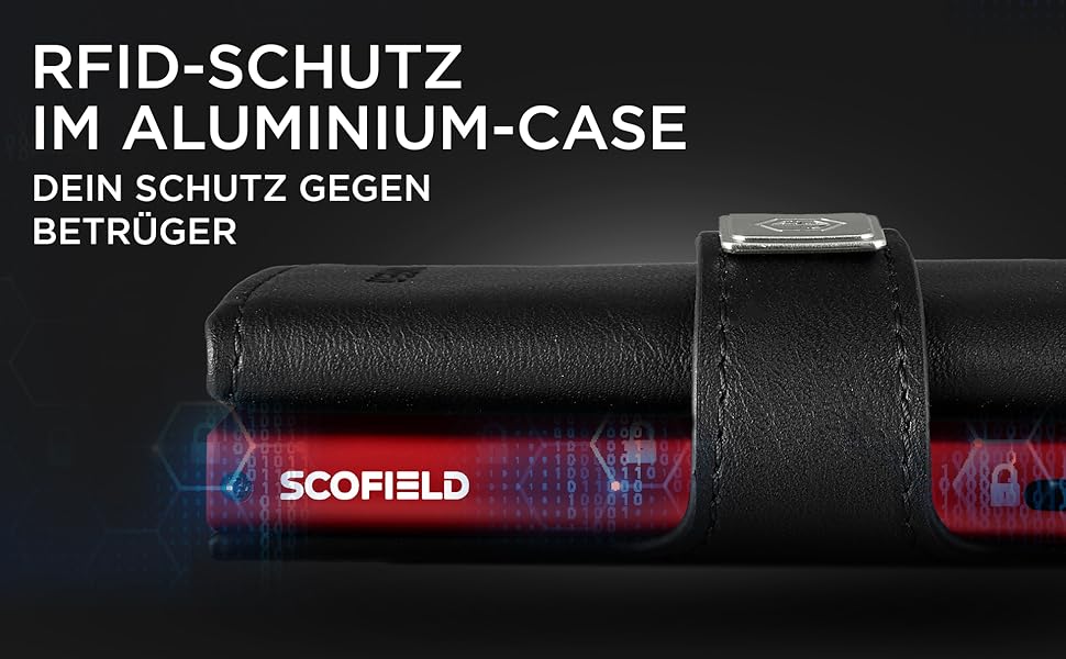 Чоловічий гаманець SF SCOFIELD з відділом для монет | Тонкий гаманець на 9-11 карт | RFID захист | Гаманець для чоловіків | Smart гаманець | Чоловіче портмоне | Чорний - Вогняно-червоний | Мюнцфах Max