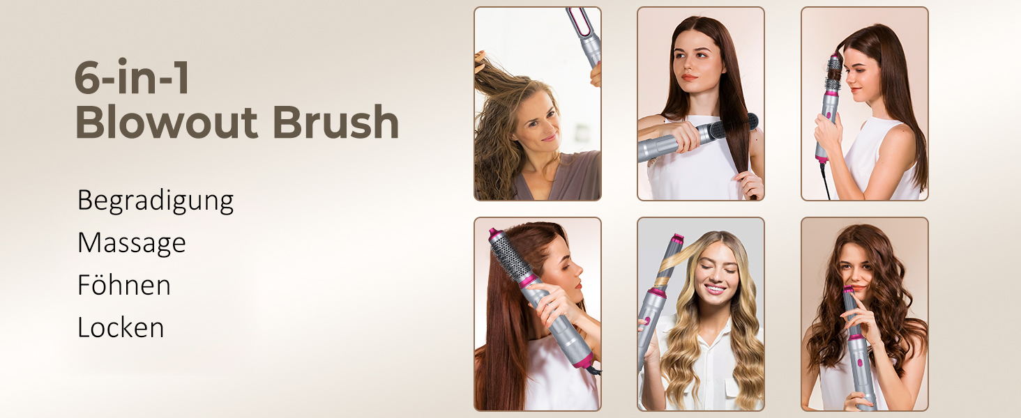 Набір аірстайлера 5 в 1: фен-щітка для волосся, об'єм, випрямлення, укладка