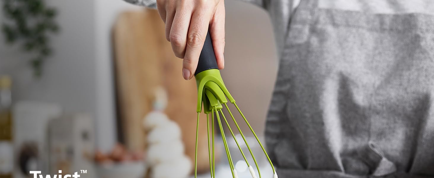 Міксер Joseph Joseph Twist 2-в-1: плоский та для збивання, силіконовий, сірий/зелений, 280 г