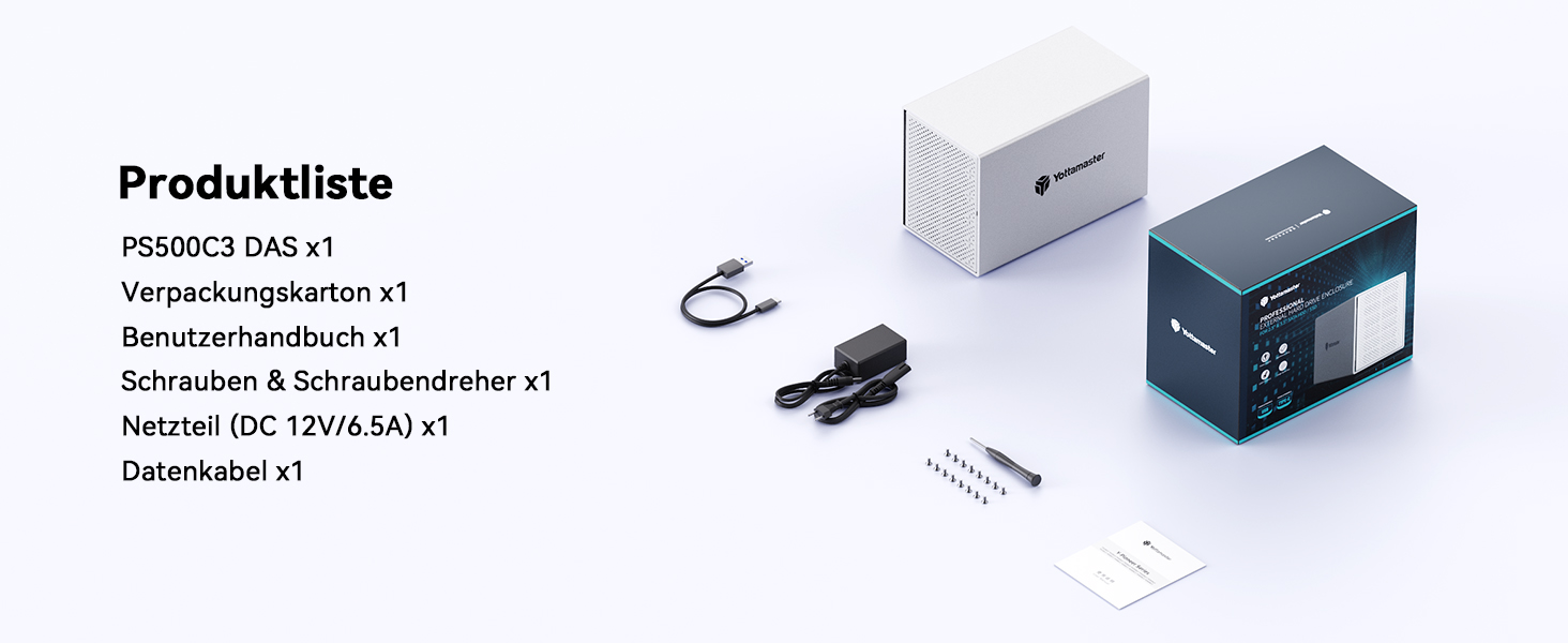 Зовнішній корпус для жорстких дисків Yottamaster на 5 слотів USB-C, алюмінієвий SATA Case для HDD/SSD 3.5