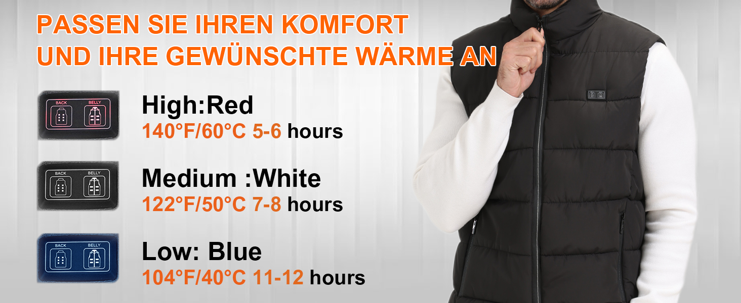 Обогріваючий жилет для чоловіків Daen з акумулятором 20000 mAh та 15 зонами обігріву. Жилет для катання на лижах та полювання (L, Чорний)