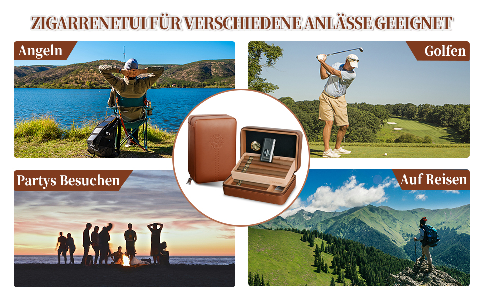 Чохол для сигар з натуральної шкіри, переносний вологозберегаючий гуморидор, для 6 сигар, подарунок для чоловіків (без сигар), темно-коричневий