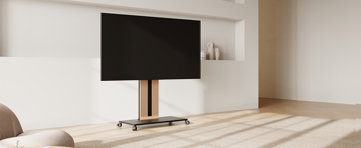 Підставка для телевізора FITUEYES Zen Series - чорний, для телевізорів 55-88 дюймів, дерев'яна, поворотна, регульована по висоті
