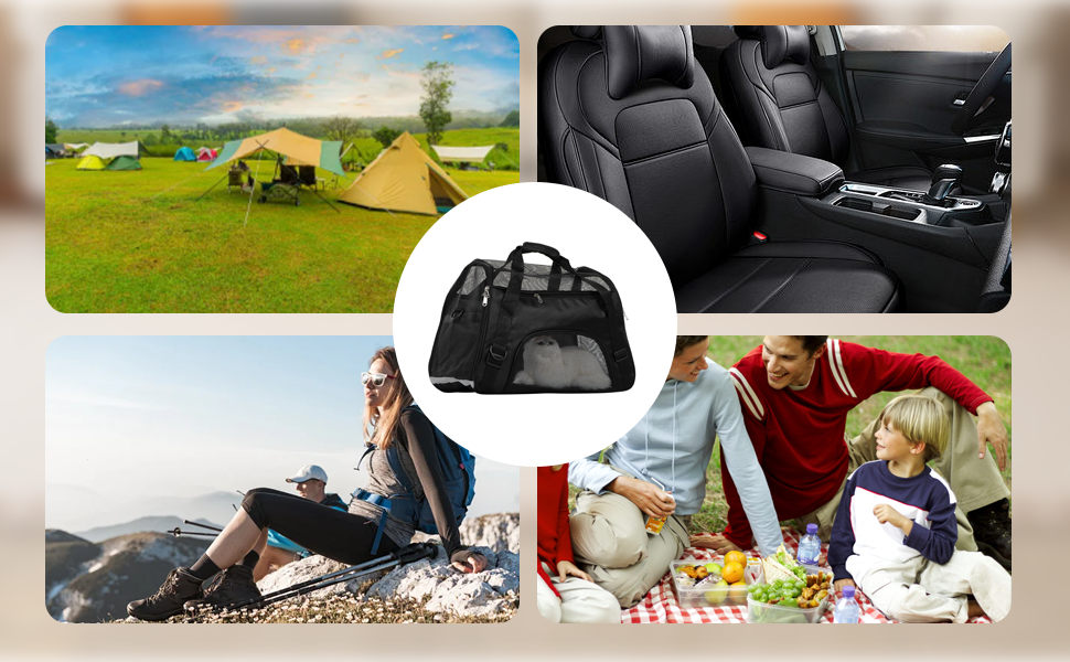 Транспортна сумка для собак і котів, складна переноска для тварин, чорна (L)