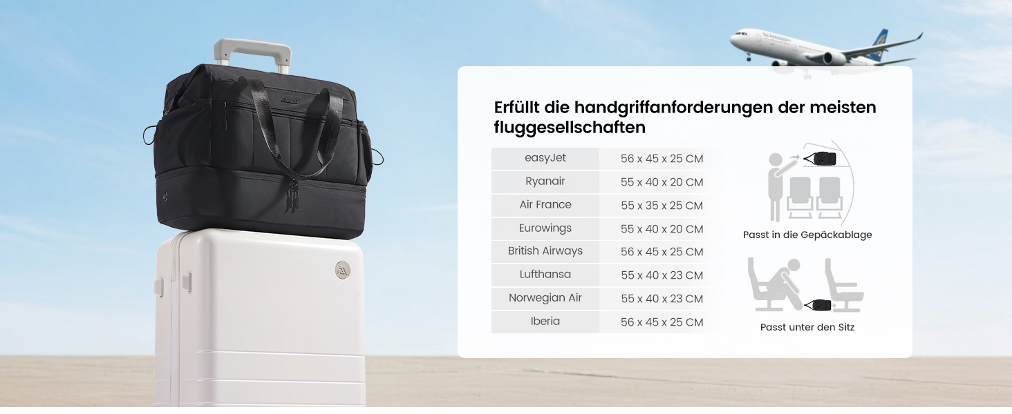 Сумка-валіза LOVEVOOK для жінок, легка клінічна/пологова сумка, спортивна сумка-дуфл, валіза для подорожей, ручна поклажа, водонепроникна з відділенням для взуття, бежева, M-30L