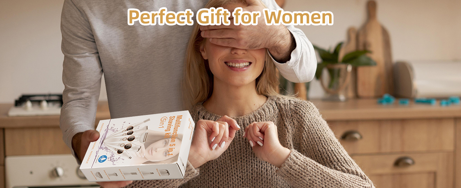 Електричний жіночий тример Carehabi 5-в-1 для тіла, обличчя та бікіні. Вологостійкий (IPX7) з USB-станцією.