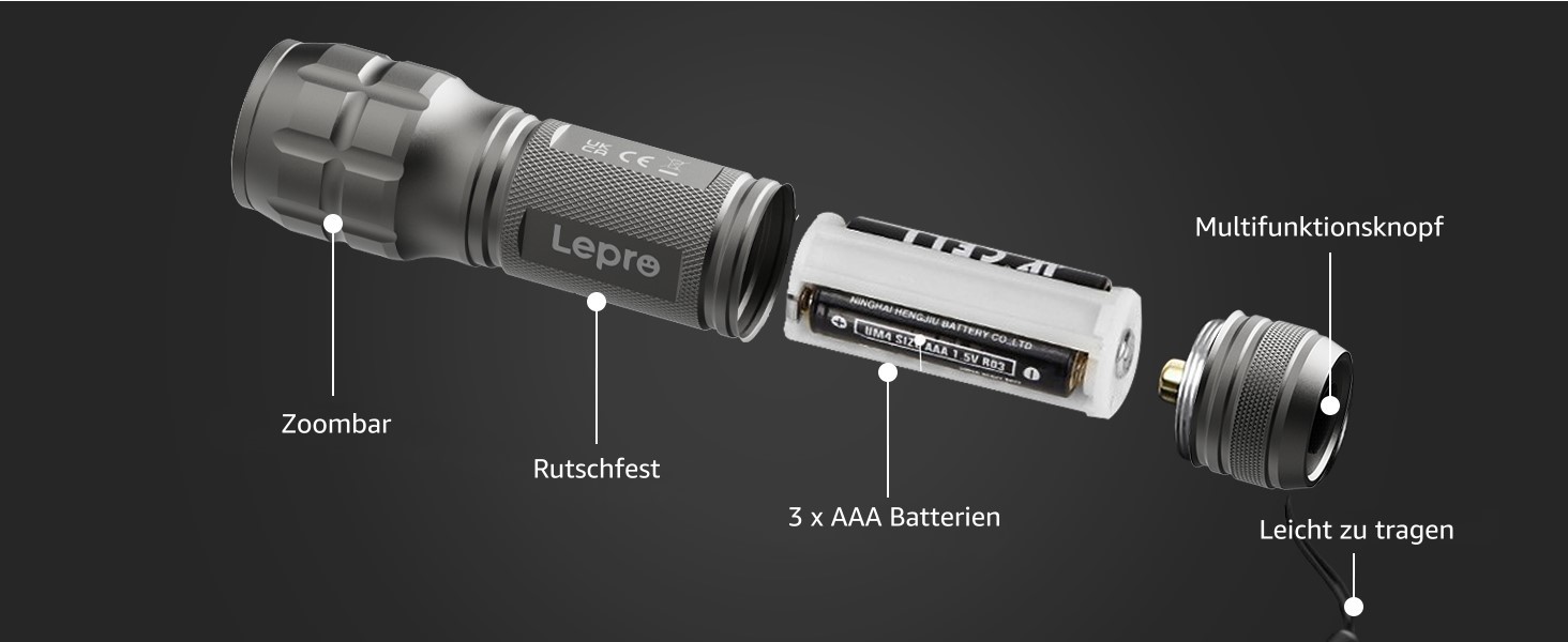 LED ліхтарик Lighting EVER: компактний, яскравий, з регулюванням фокусу. Водонепроникний ручний ліхтарик для кемпінгу, відпочинку на природі та надзвичайних ситуацій. (Gunmetal, 1 шт.)