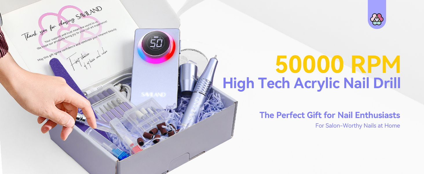 Набір для манікюру та педикюру Saviland 50000 об/хв з LCD-дисплеєм та 13 фрезерними насадками