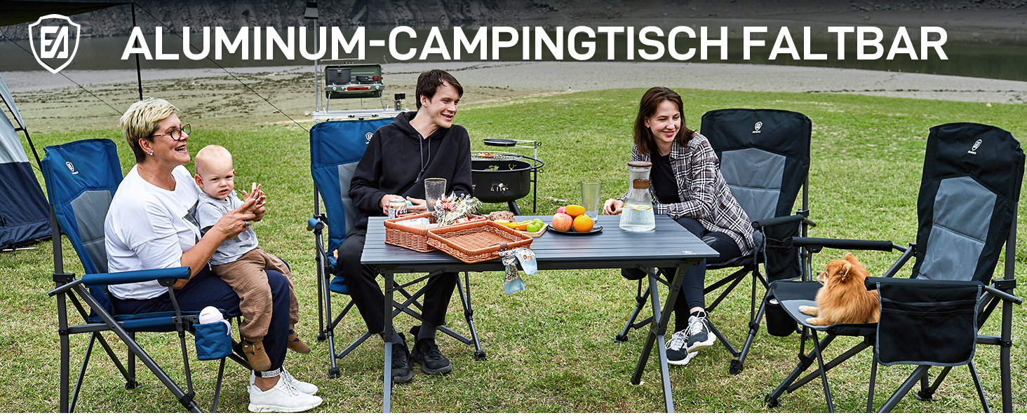 Розкладний туристичний стіл EVER ADVANCED 120x70 см, алюміній, 100 кг, сірий