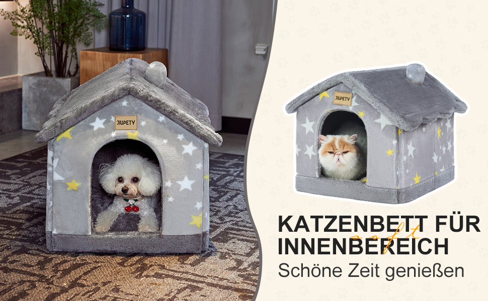 Будка для собак маленьких порід зі зірковим малюнком, L, сіра - зручна та стильна кімната для вашого улюбленця