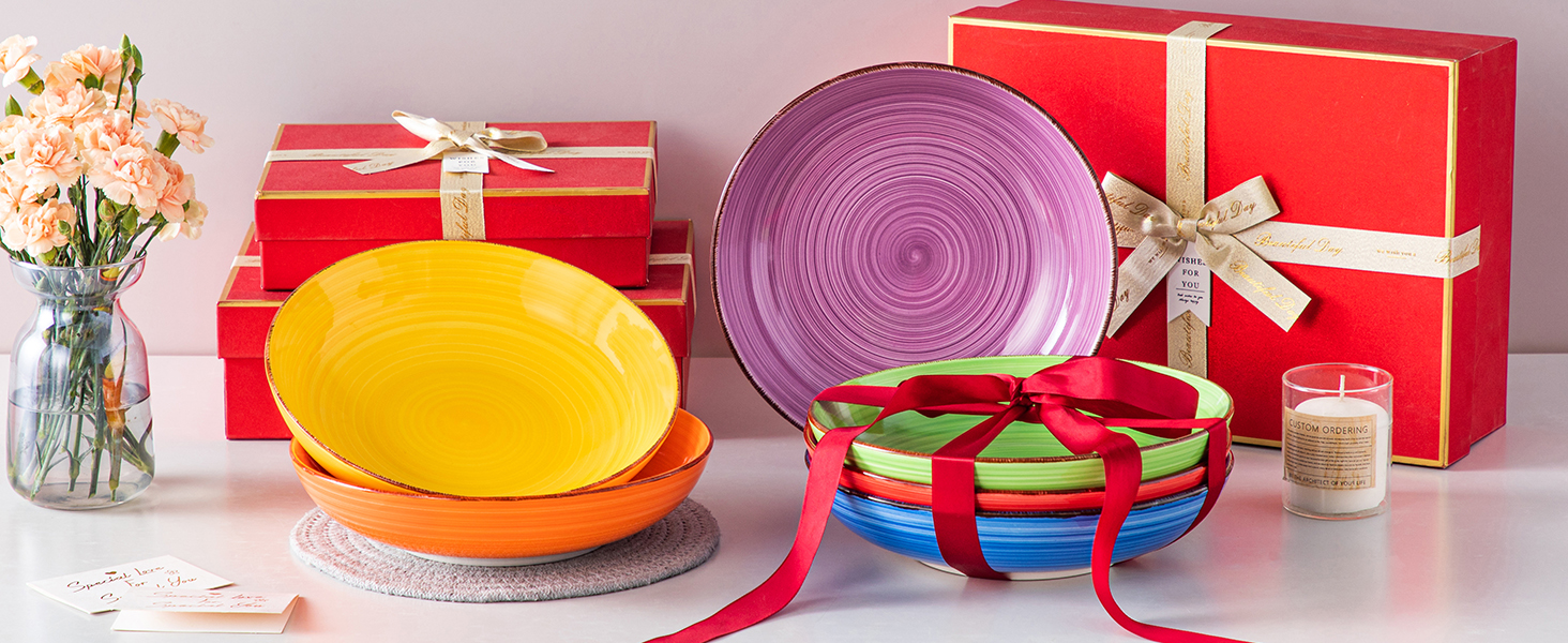 Набір супових тарілок Vancasso Bonita (6 шт.) з кераміки: супові, для пасти, спагеті, рамен, салати