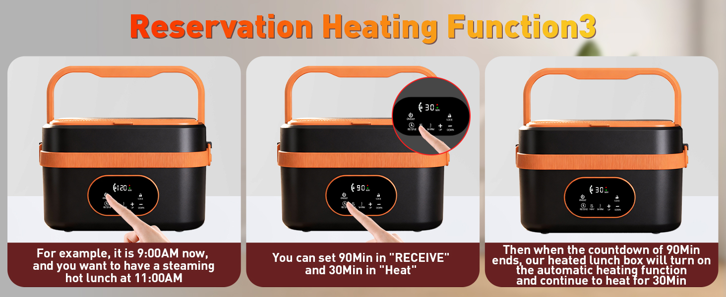Електрична обідовниця з підігрівом 1.5L, перезаряджувана, портативна, для роботи, сім'ї, кемпінгу, офісу, подорожей, будівельних майданчиків, чорна з червоними акцентами