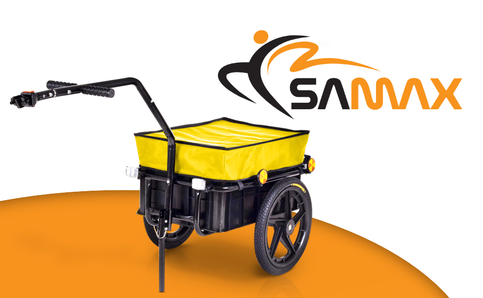 Причіп для велосипеда SAMAX 70 літрів / 60 кг, вантажний, з кріпленням, чорний, з пластиковою платформою