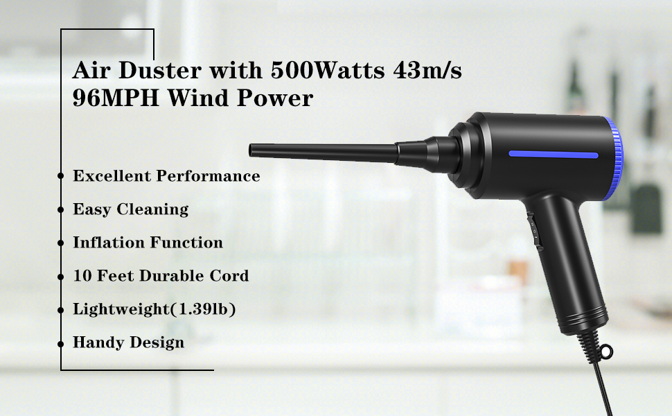 Електричний повітряний пилосос ATENGEUS 500W, 2 швидкості, для чищення комп'ютера, офісу, авто