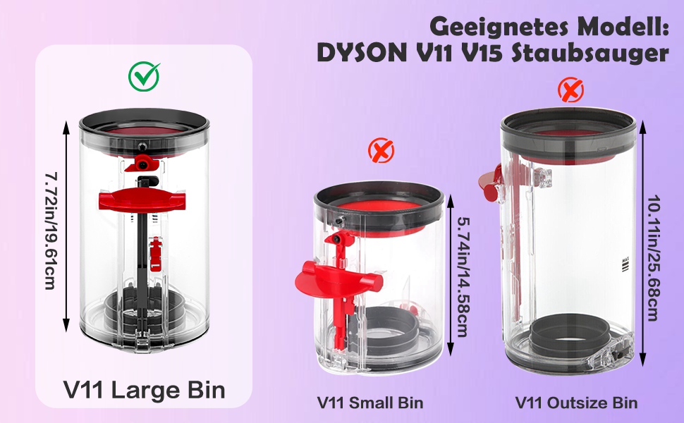 Dyson V11 & V15 Dust Bin Replacement - Compatible with SV14, SV17, SV15, SV22, SV28 Models - Includes Filter
