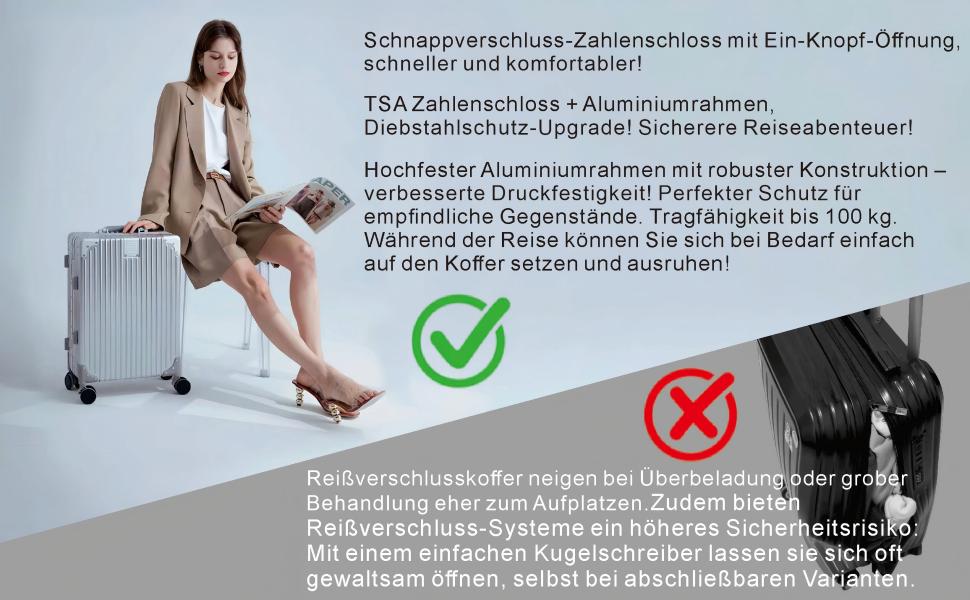 Чемодан ручної об'єм 55 см з алюмінієвим каркасом та полікарбонатом Yuweijie, 35L, 4 колеса, TSA-замок, срібний