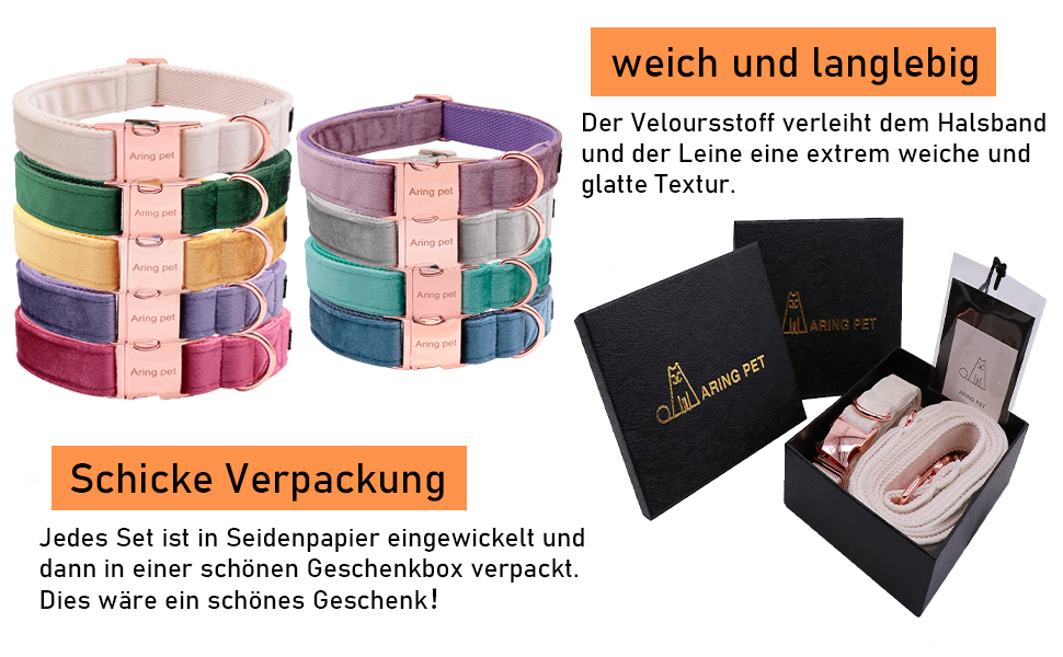 Набір повідка та нашийника для собак Aring PET, велюровий, зручний, регульований, для цуценят та собак, темно-зелений