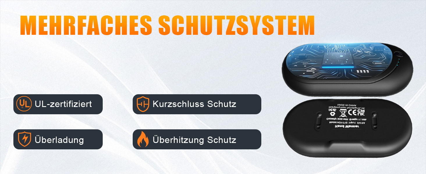 Електричний нагрівач для рук, перезарядна пара з 6000mAh, кишеньковий нагрівач з USB-кабелем, 3 режими нагріву, 20 годин тепла, акумуляторний кишеньковий нагрівач для активного відпочинку взимку, чорний