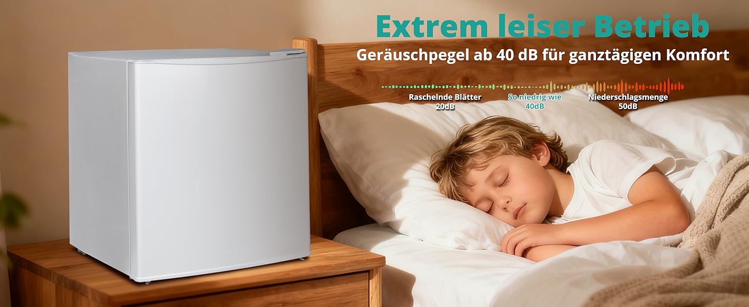 Міні-холодильник SMETA 48L з морозильною камерою, 230V. Тихий настільний холодильник для офісу, кемпінгу, спальні та готелю. Регульований термостат, 39dB, 0-10℃