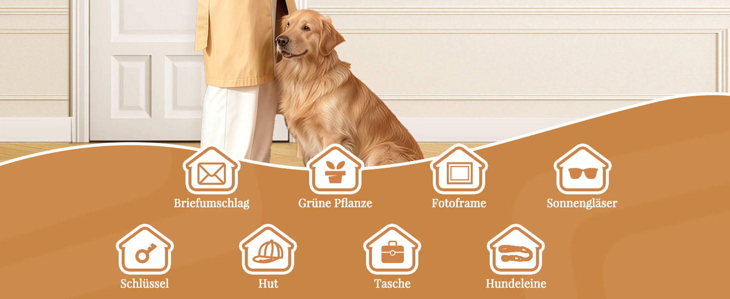 Дерев'яне ключниця з полицею, 5 гачків, для прихожей, вітальні, спальні - жовтий колір