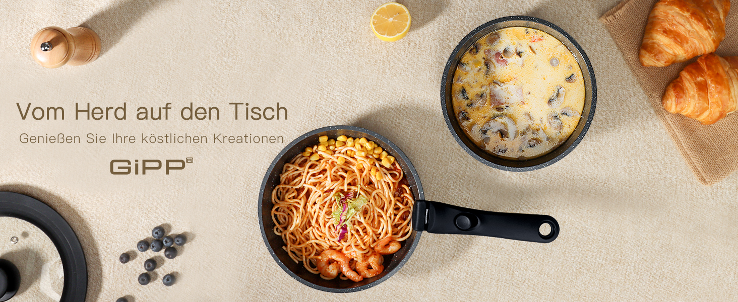 Набір посуду GiPP 21 предмет: сковороди та каструлі з антипригарним покриттям, для всіх типів плит, чорний