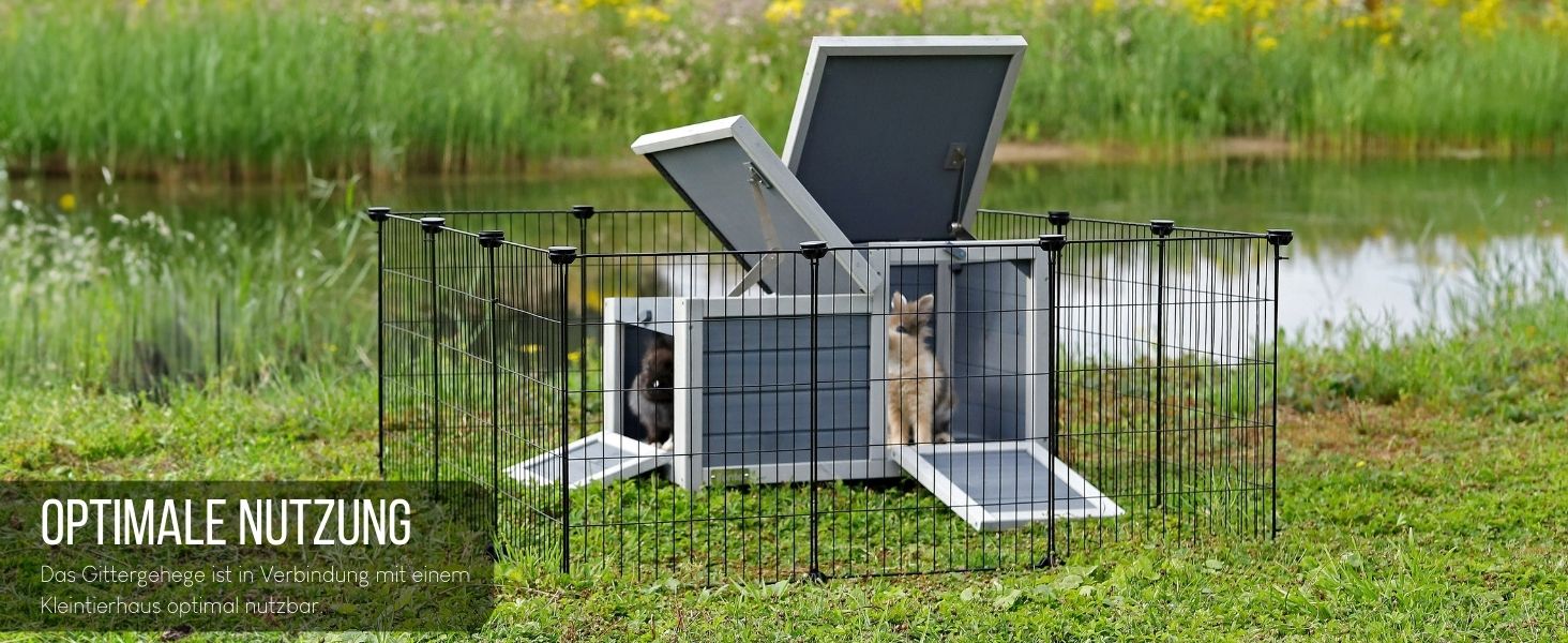 Вольєр для кроликів Lionto: міцний метал, 144x74x46 см, розширюваний, просте збирання та чистка, для дому та вулиці