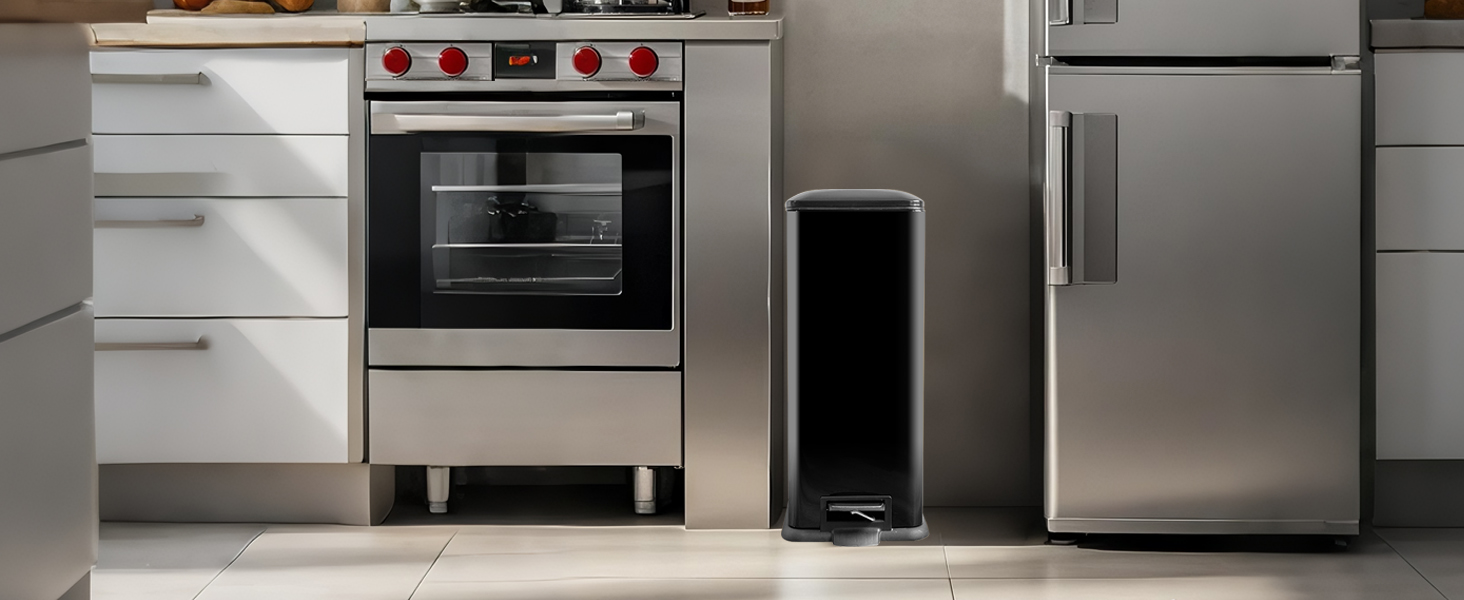 Сміттєвий бак для кухні 30 літрів, вузький, з м'яким закриттям, з педаллю, зелений