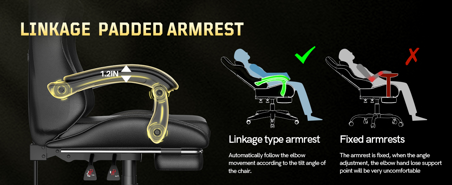 Ігрове крісло Bigzzia Ergonomic Gaming Stuhl з підніжкою та функцією масажу, чорне