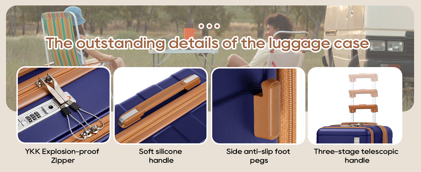 Набір валіз Imiomo 5шт з жорстким корпусом, 4 колеса, TSA-замок, відділення для ноутбука (Морська синя)