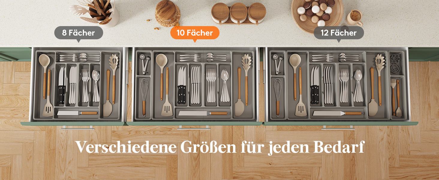 Органайзер для столових приборів Lifewit, 51.6x42 см, для 60 приборів, знімний тримач, пластик