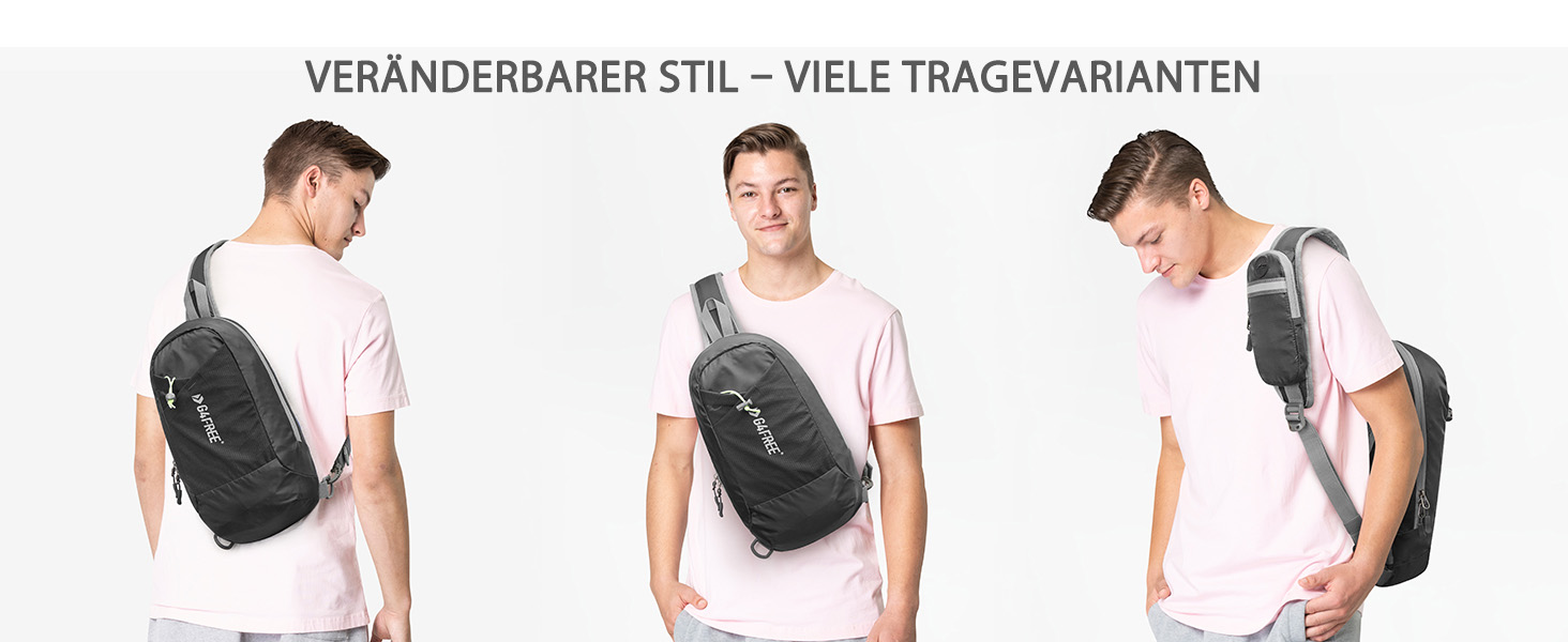 Сумка на плече G4Free з RFID-блокуванням, кросбоді рюкзак з передньою кишенею, для походів, щоденний рюкзак, нагрудна кишеня для жінок та чоловіків сірого кольору