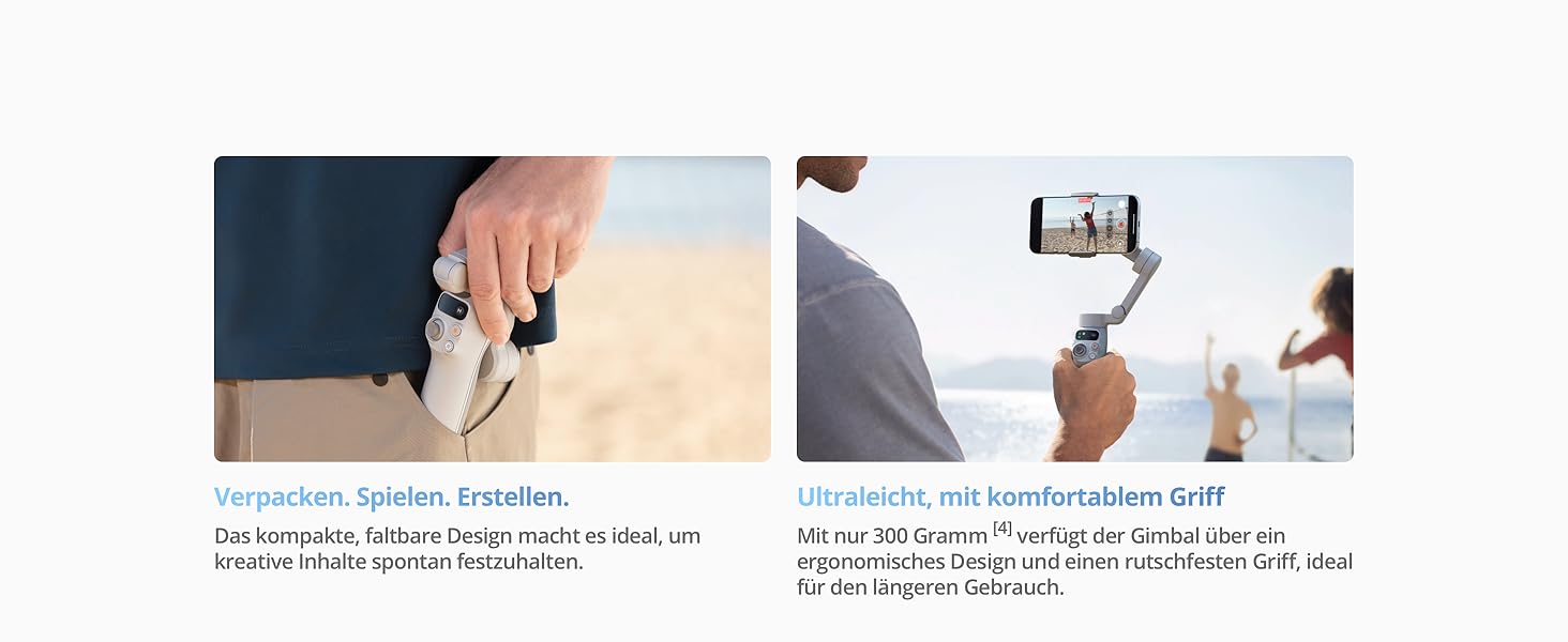 DJI Osmo Mobile 7 - Стабілізатор для смартфона з інтегрованим штативом, 3-осьовий, ActiveTrack 7.0, ShotGuides, 10 годин роботи