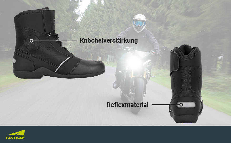 Моточоботи FAST WAY Touring 201 для чоловіків, CE сертифіковані, захист гомілки та перемикання передач, чорні, розмір 37-47