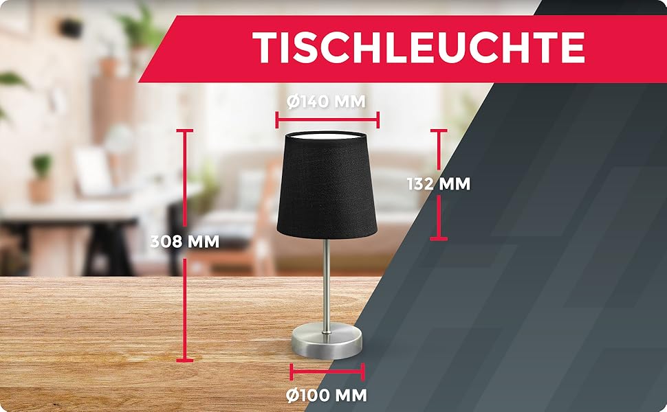 Стійка лампа B.K.Licht Vintage з абажуром з тканини, чорного кольору, 33x20 см | Стійка лампа для дому, офісу, читання