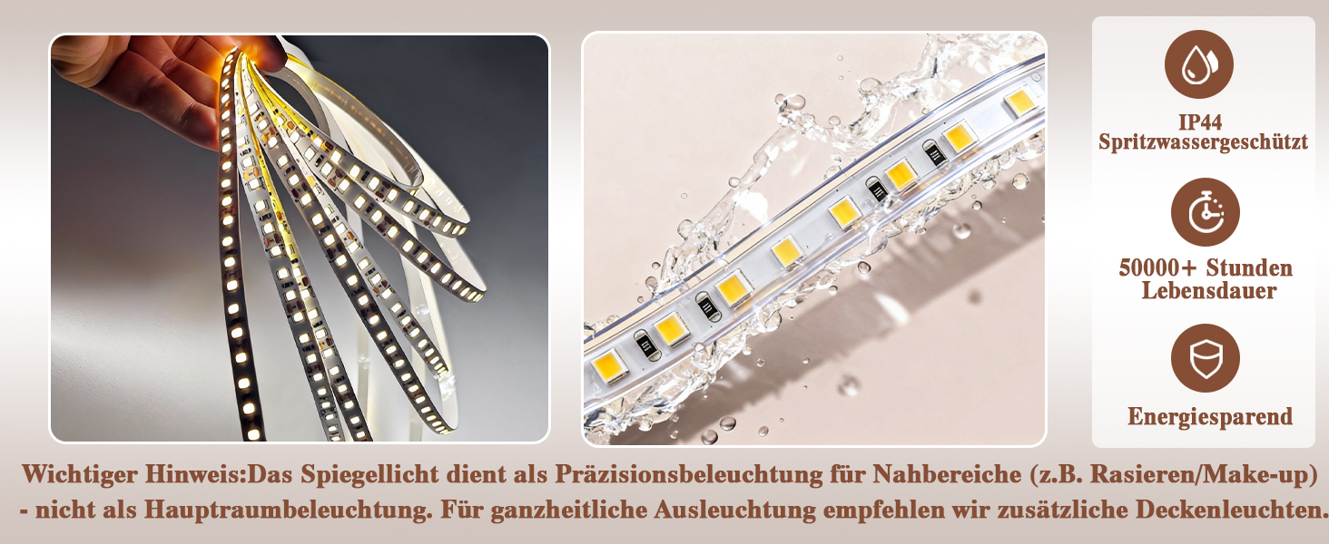 Дзеркало для ванної кімнати з підсвічуванням LED, антизапітніння, сенсорний вимикач, регулювання яскравості, 3 кольори світла, овальне, 50x70 см