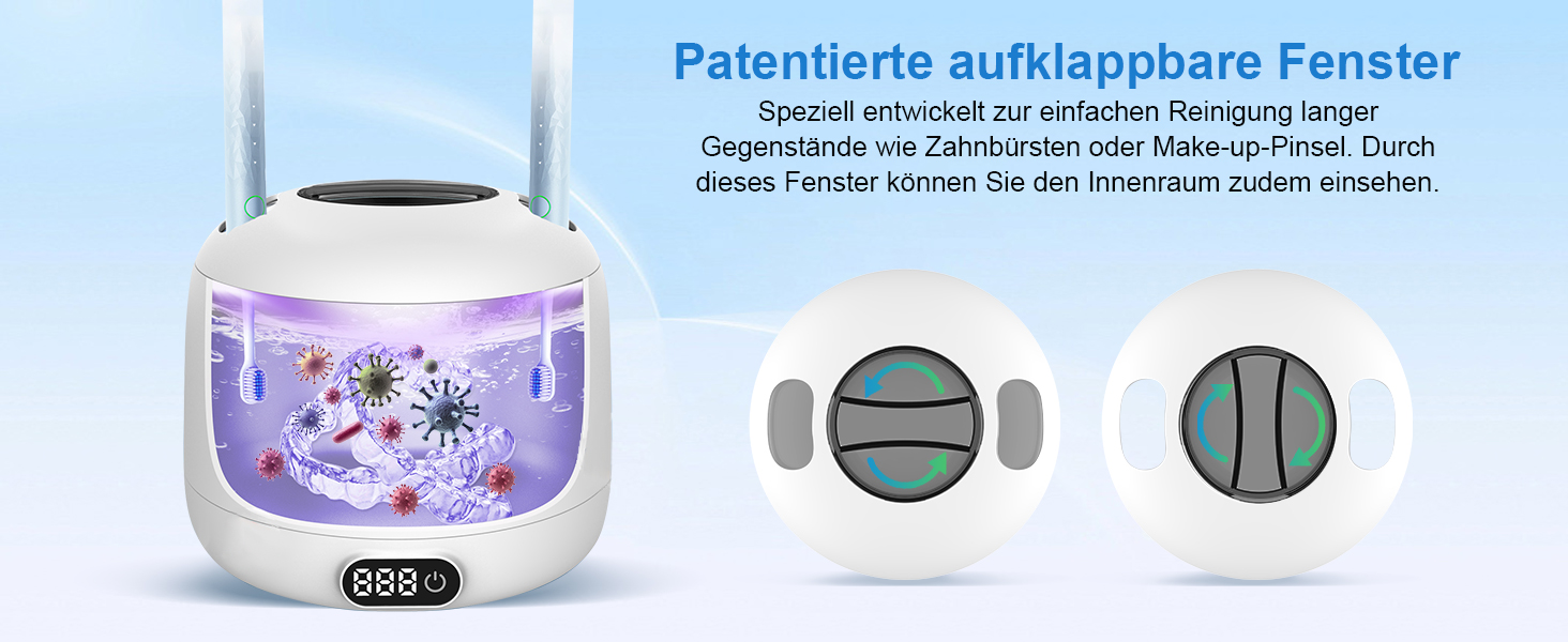 Ультразвуковий очищувач 45000 Гц з УФ-дезінфекцією 220 мл для зубних протезів, брекетів, ювелірних виробів - білий