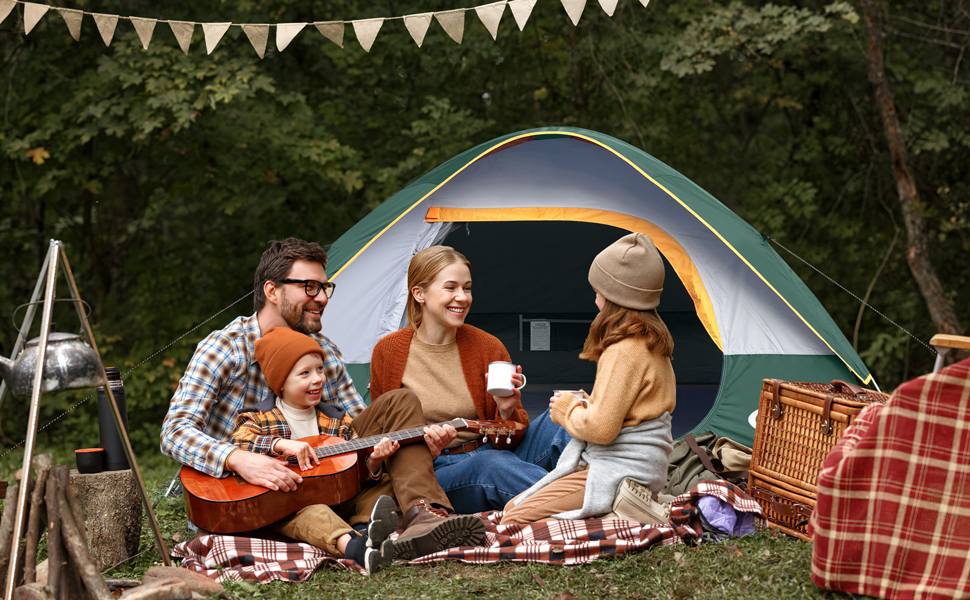 Намет кемпінговий 3-місний UNP Campingzelt водонепроникний, вітростійкий, з тентом від дощу, легкий у встановленні, портативний купольний намет для кемпінгу (Вертикальний, 3)