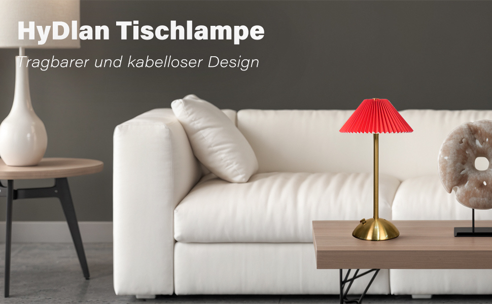 Світлодіодна настільна лампа бездротова з димером, 3 режими кольору, акумуляторна, металева. Для ресторану, спальні, читання (Червона)