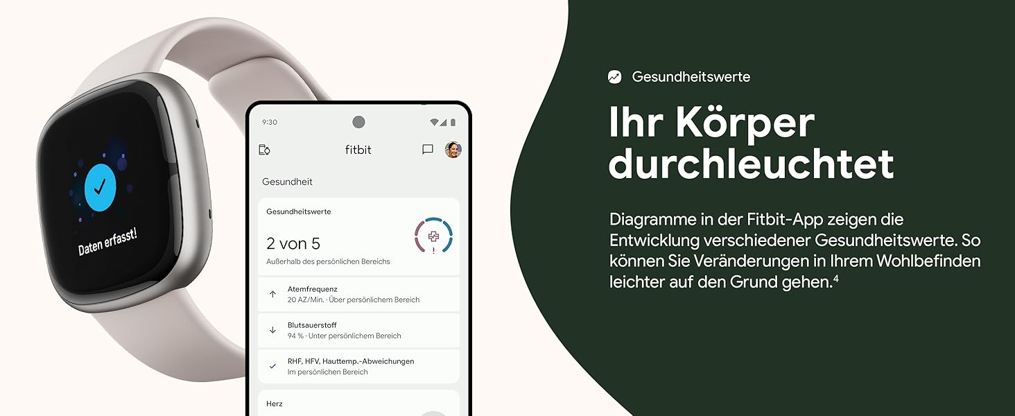 Розумний годинник Fitbit Sense 2 – фітнес-трекер з GPS, EKG та аналізом сну – сумісний з Android/iOS – колір Nebelblau (туманно-блакитний)